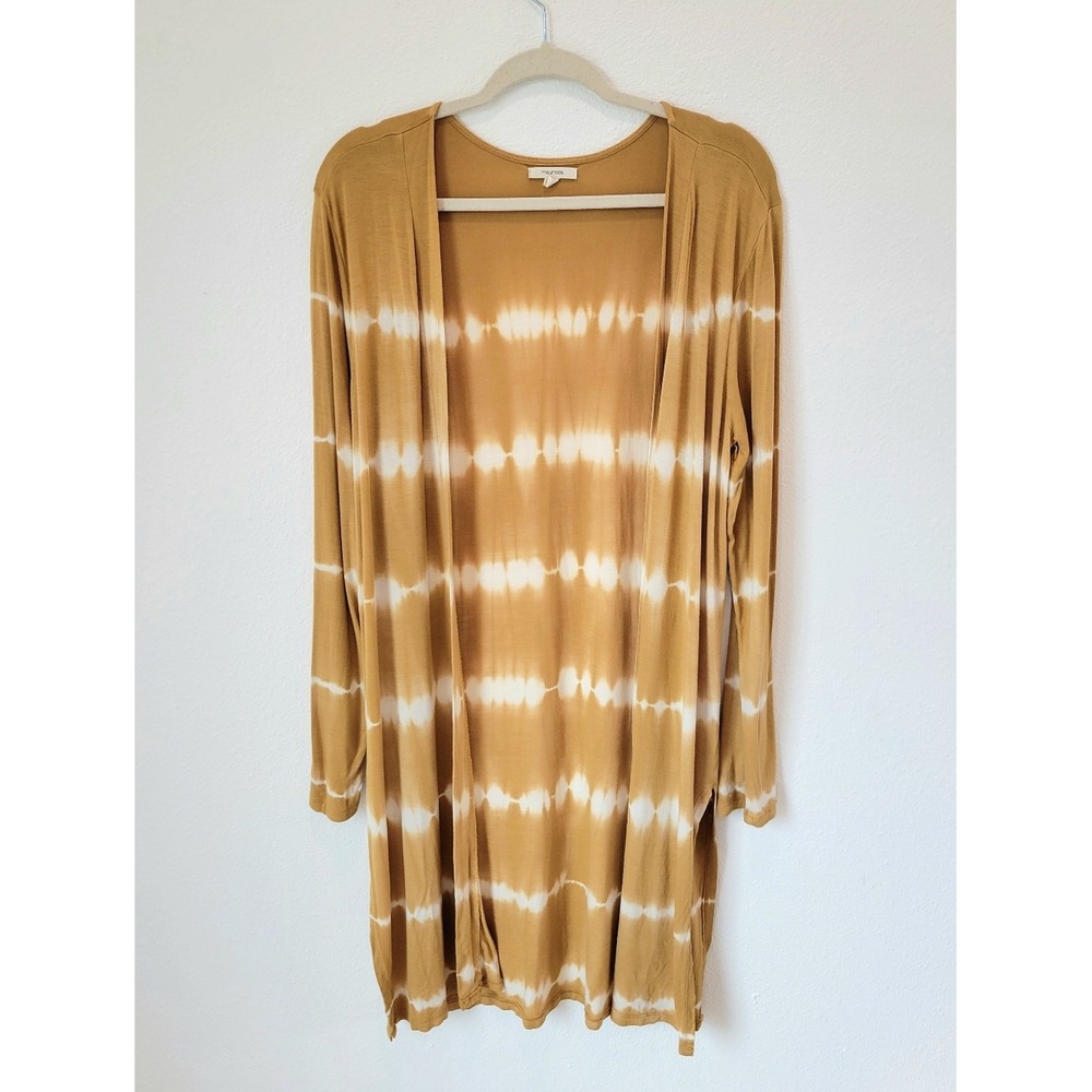 Maurices Tie Dye Long Cardigan Duster M Mustard Yellow